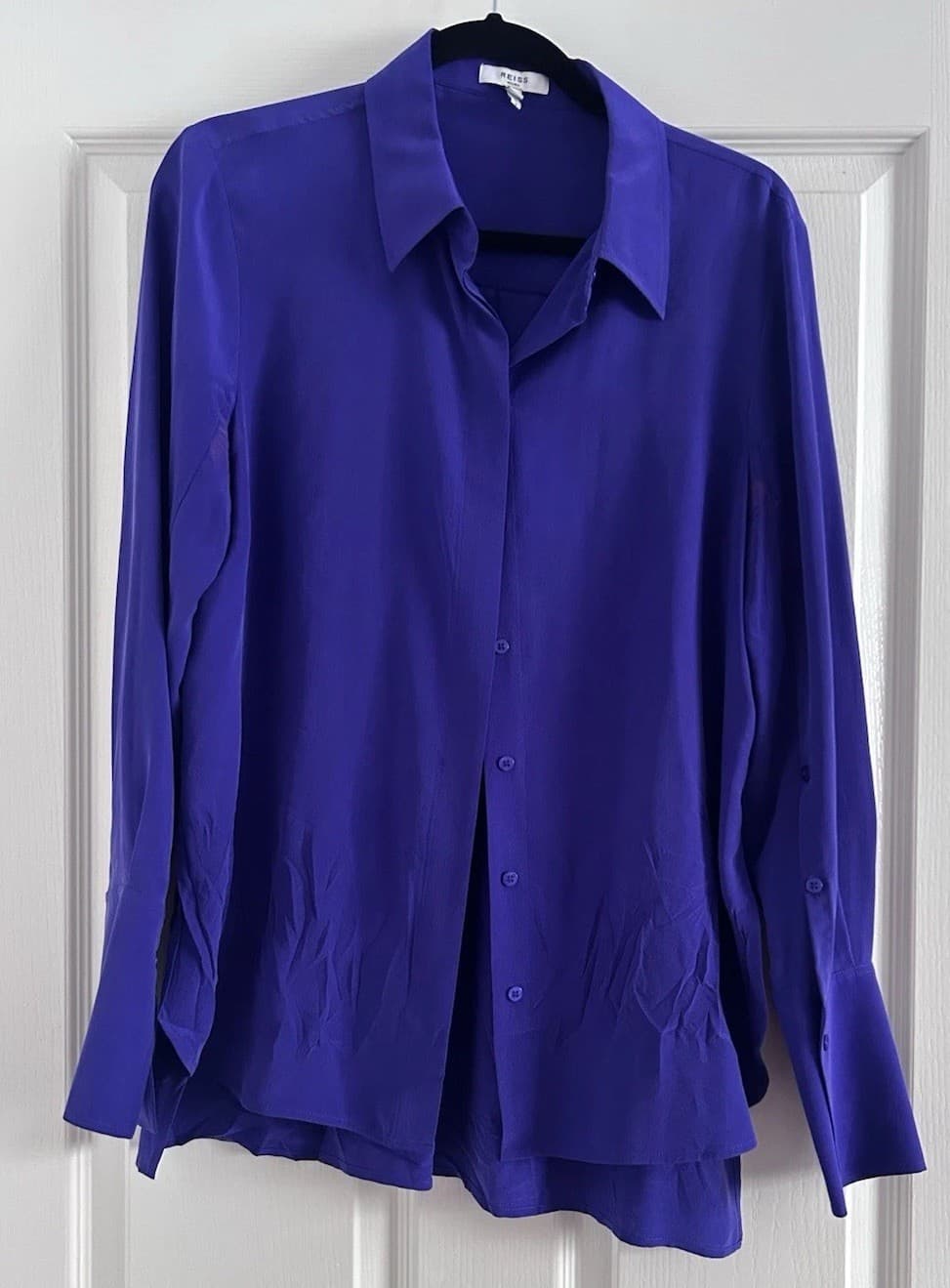 REISS Kia Silk Shirt Top in Purple UK Size 12 See Description