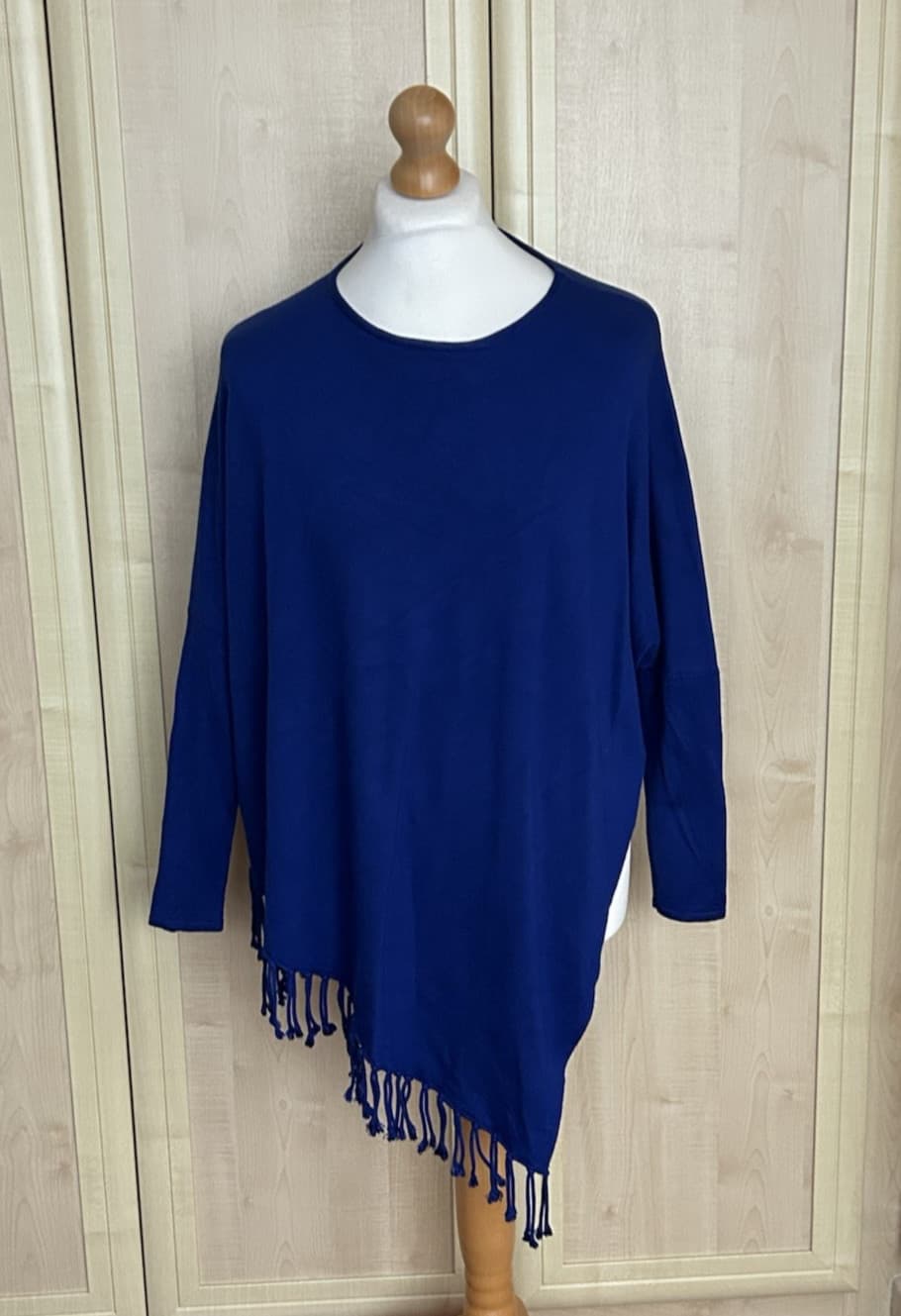 Phase Eight Women's Blue Asymmetric Long Sleeve Poncho Top - Ladies Size Small S