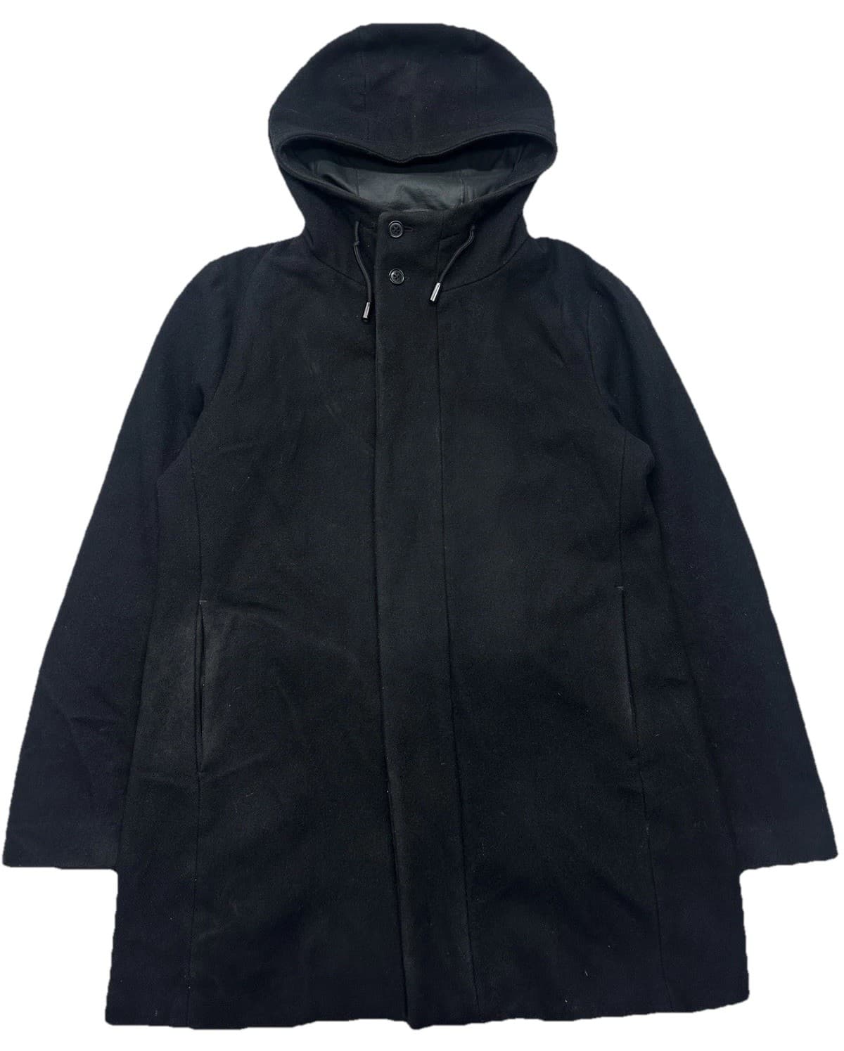 Uniqlo Men's +J Jil Sander Wool Blend Hooded Coat Black Size Small Warm Winter