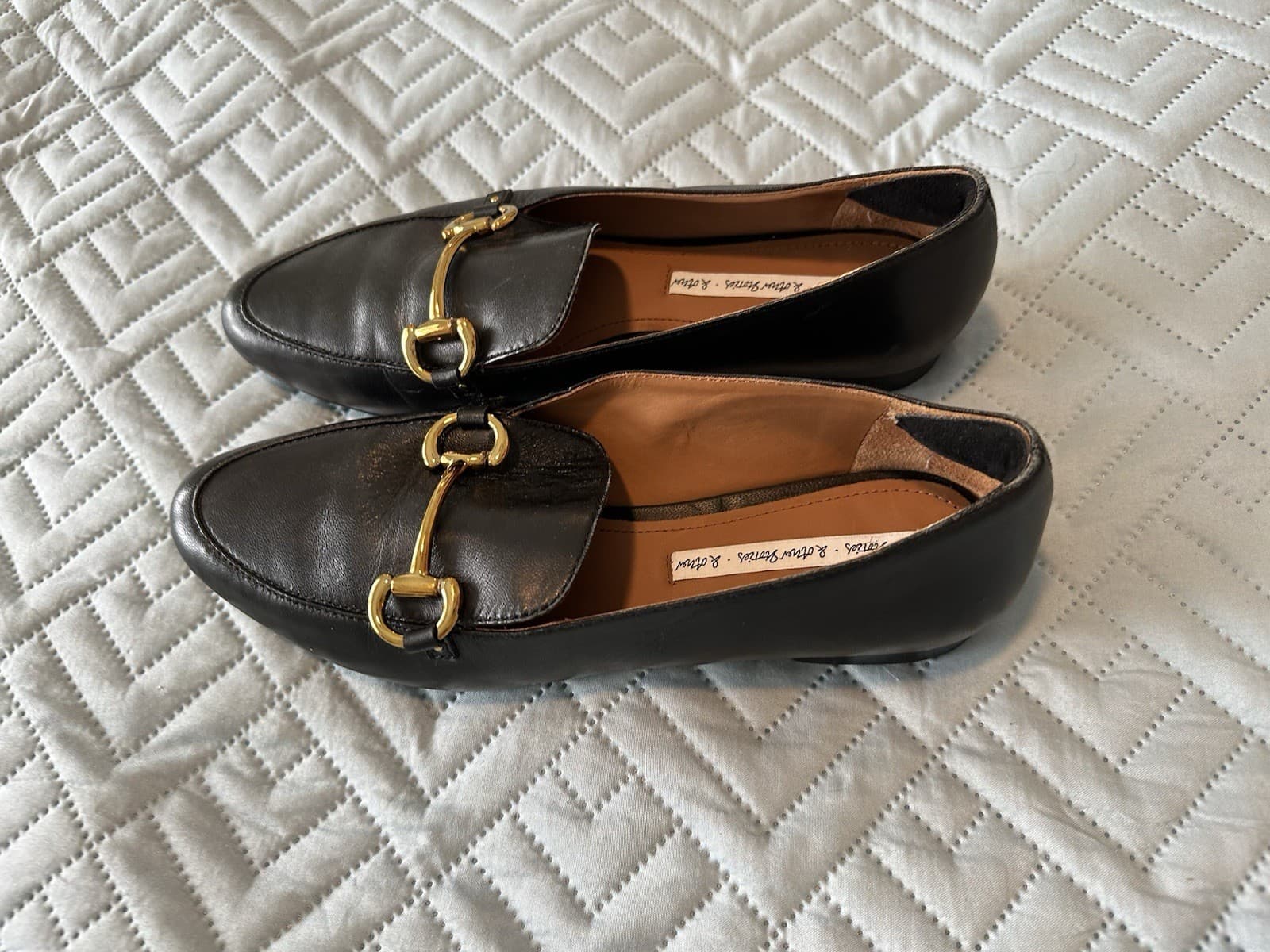 & Other Stories Black Leather Loafer With Gold Buckles Size: 6.5 US/ 36 UK