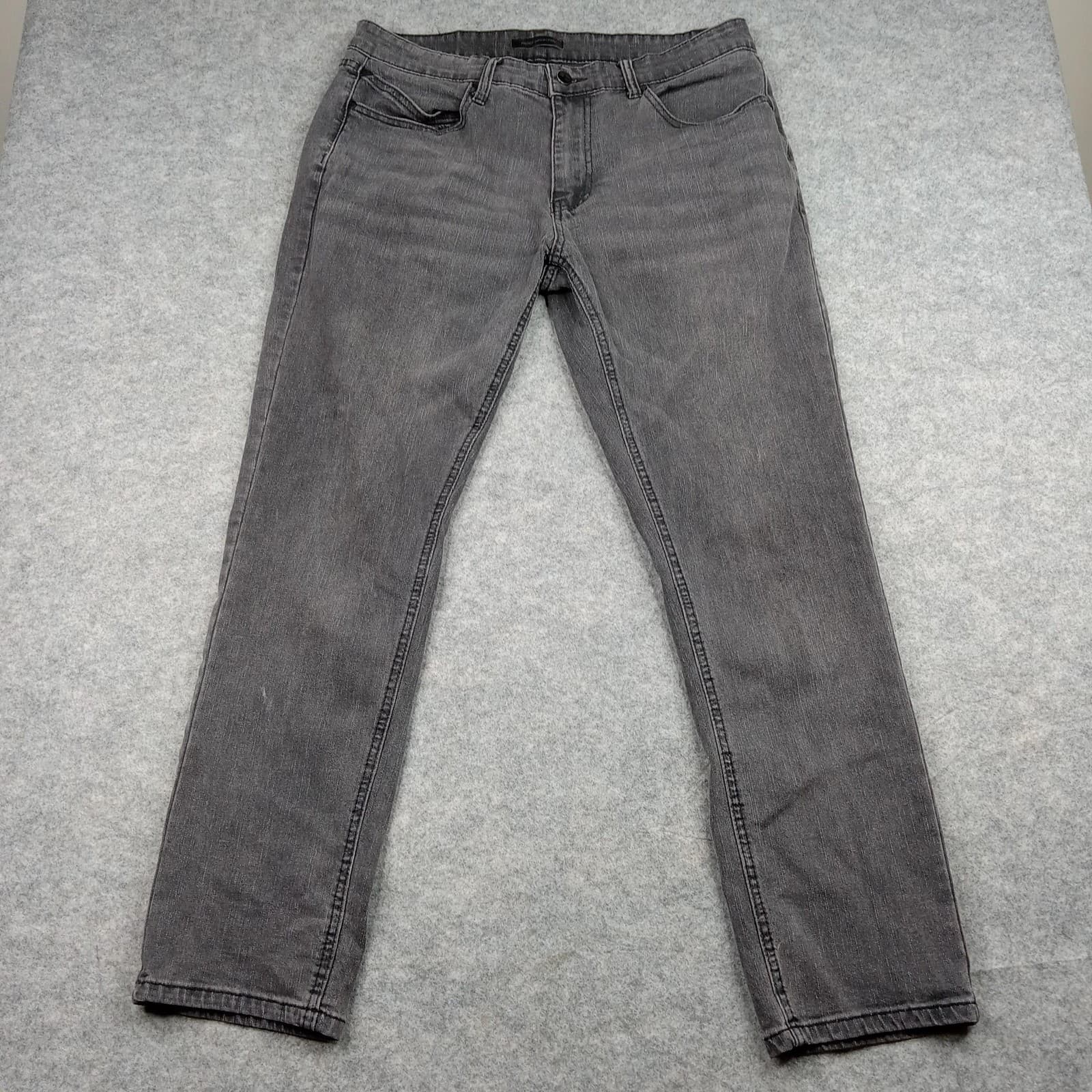 French Connection Jeans Mens 34x30 Gray Denim Stretch Slim Straight Faded pANTS
