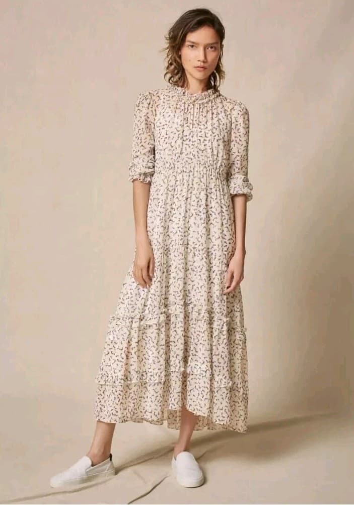 ME+EM Dress Wild Meadow Floral Print Maxi UK 6 Georgette Tiered Boho