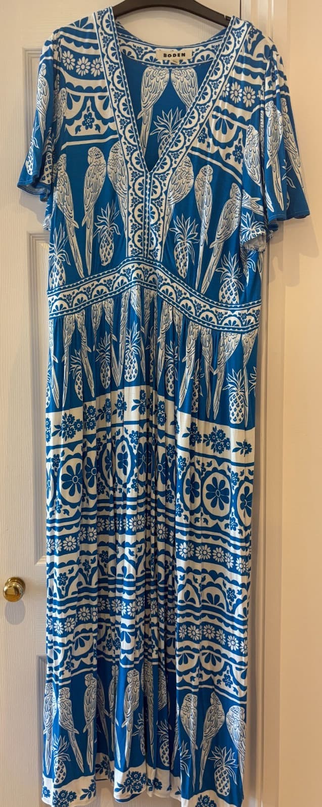 BODEN BLUE ELLIE FLUTTER MAXI TEA DRESS SIZE 18 REGULAR