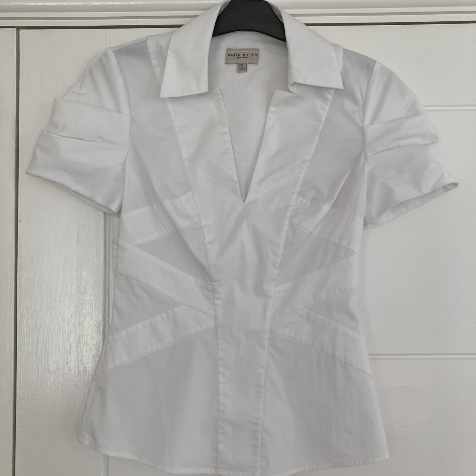 Vintage Fitted Karen Millen White Top, Size 8